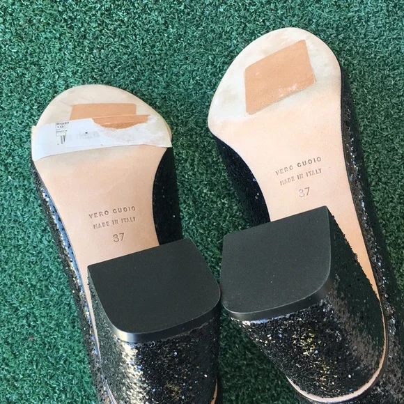 NWT Red Valentino Glitter Block Heel Boot Black 37